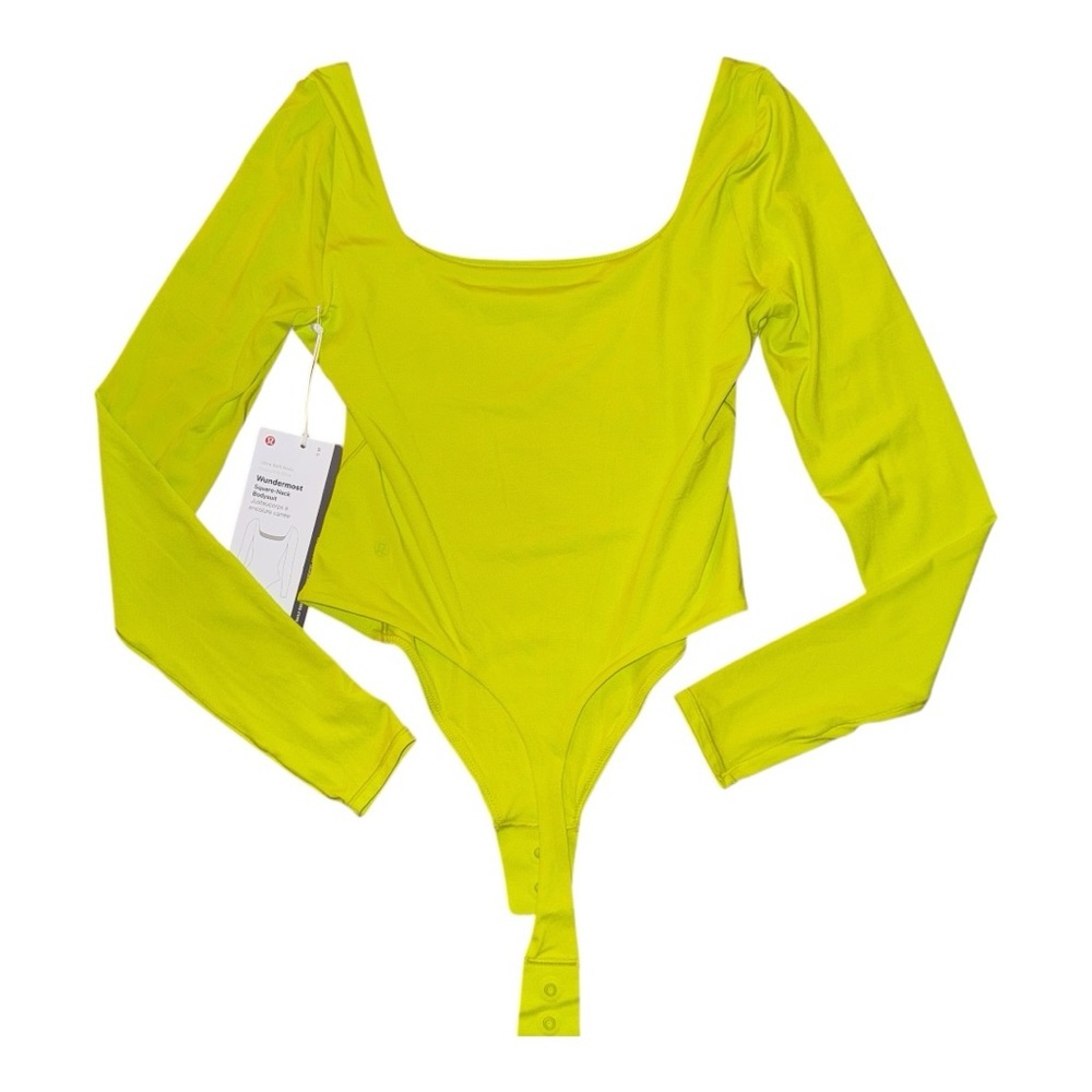 Lululemon Wundermost Nulu Square-Neck Long-Sleeve Bodysuit Lichen Lime Multi Szs - Picture 4 of 5